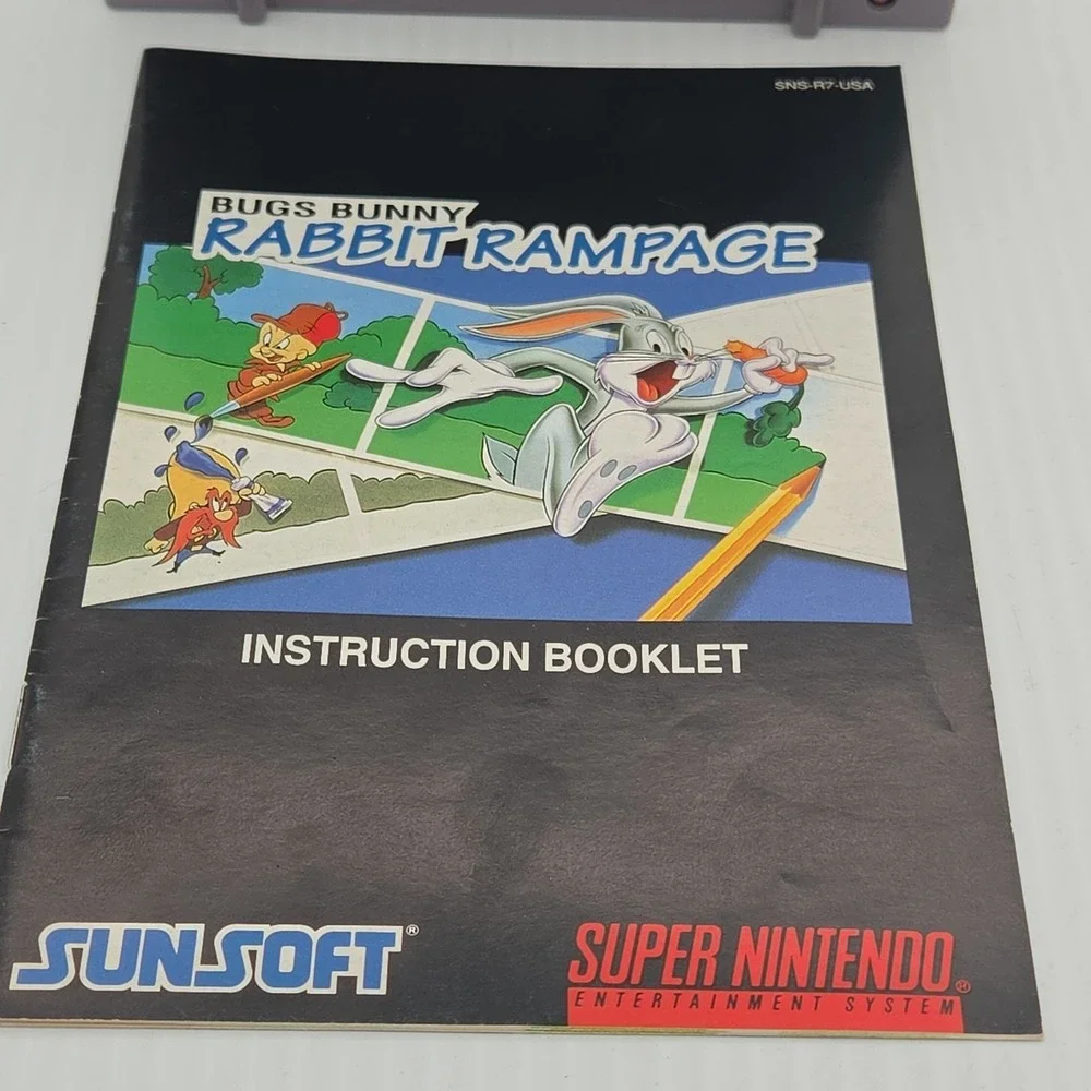 Bugs Bunny Rabbit Rampage Super Nintendo SNES Game Cartridge with Manual